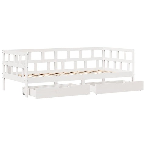 vidaXL Daybed with Drawers without Mattress White 90x190 cm Single Solid Wood