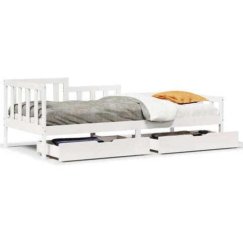 vidaXL Daybed with Drawers without Mattress White 90x190 cm Single Solid Wood