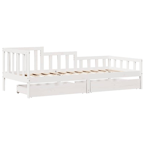 vidaXL Daybed with Drawers without Mattress White 90x190 cm Single Solid Wood