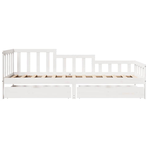 vidaXL Daybed with Drawers without Mattress White 90x190 cm Single Solid Wood