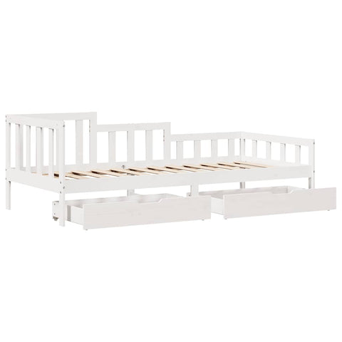 vidaXL Daybed with Drawers without Mattress White 90x190 cm Single Solid Wood