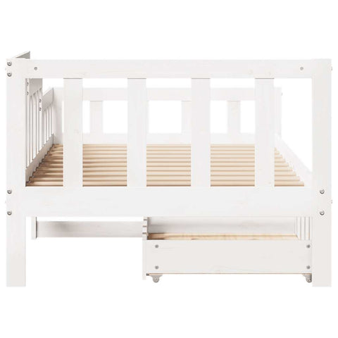 vidaXL Daybed with Drawers without Mattress White 90x190 cm Single Solid Wood