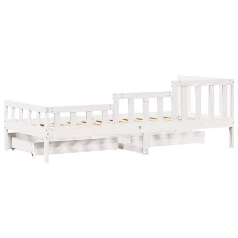 vidaXL Daybed with Drawers without Mattress White 90x190 cm Single Solid Wood