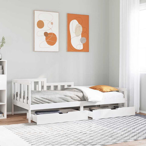 vidaXL Daybed with Drawers without Mattress White 80x200 cm Solid Wood