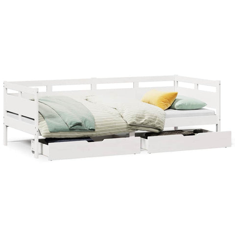 vidaXL Daybed with Drawers without Mattress White 90x200 cm Solid Wood