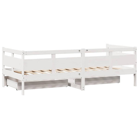 vidaXL Daybed with Drawers without Mattress White 90x200 cm Solid Wood