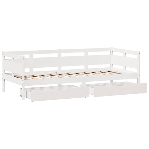 vidaXL Daybed with Drawers without Mattress White 90x200 cm Solid Wood