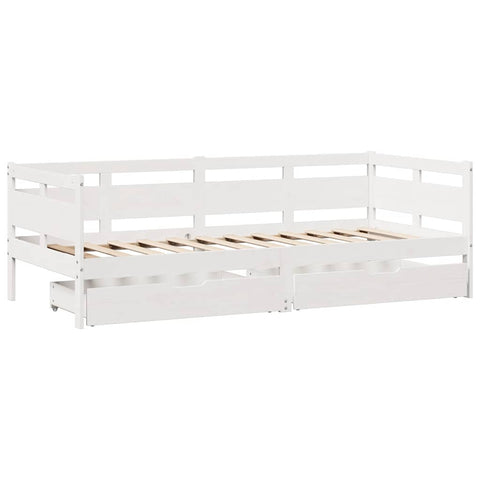 vidaXL Daybed with Drawers without Mattress White 90x190 cm Single Solid Wood