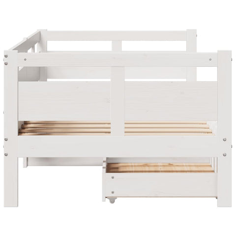vidaXL Daybed with Drawers without Mattress White 90x190 cm Single Solid Wood