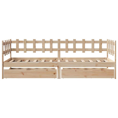 vidaXL Daybed with Drawers without Mattress 90x190 cm Single Solid Wood