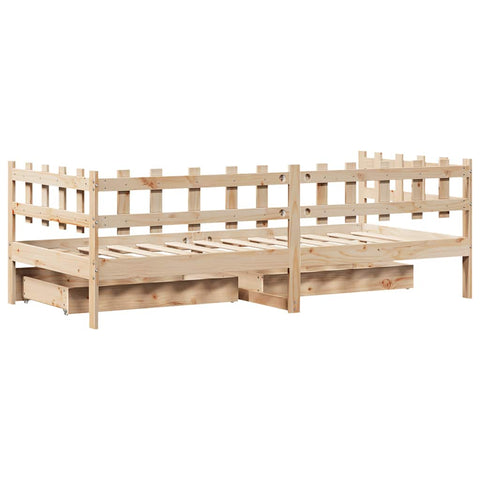 vidaXL Daybed with Drawers without Mattress 90x190 cm Single Solid Wood