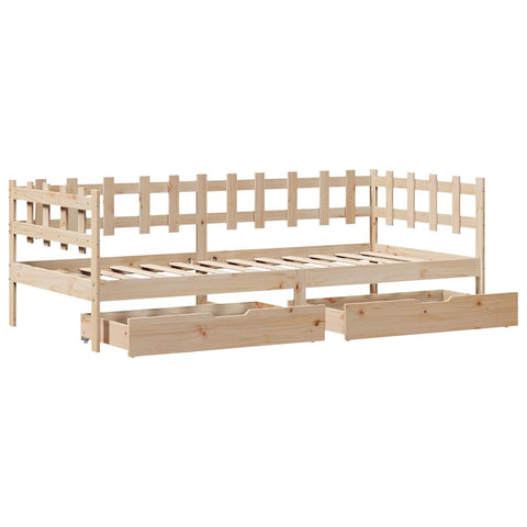 vidaXL Daybed with Drawers without Mattress 90x190 cm Single Solid Wood