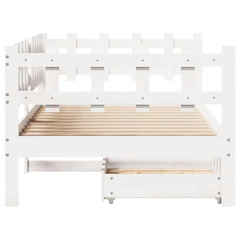 vidaXL Daybed with Drawers without Mattress White 90x190 cm Single Solid Wood