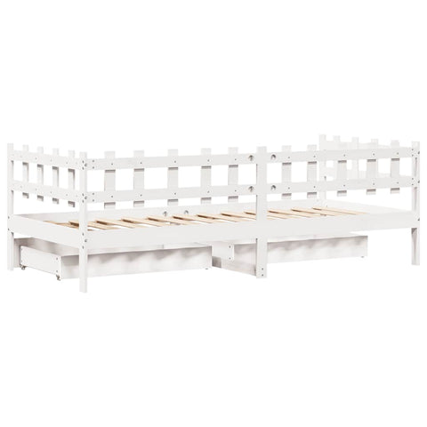 vidaXL Daybed with Drawers without Mattress White 90x190 cm Single Solid Wood