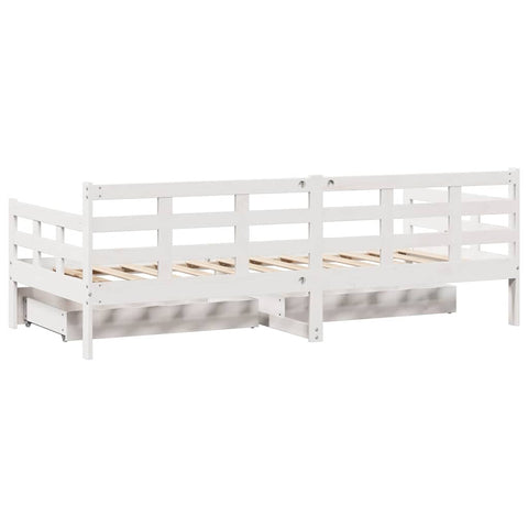 vidaXL Daybed with Drawers without Mattress White 90x200 cm Solid Wood