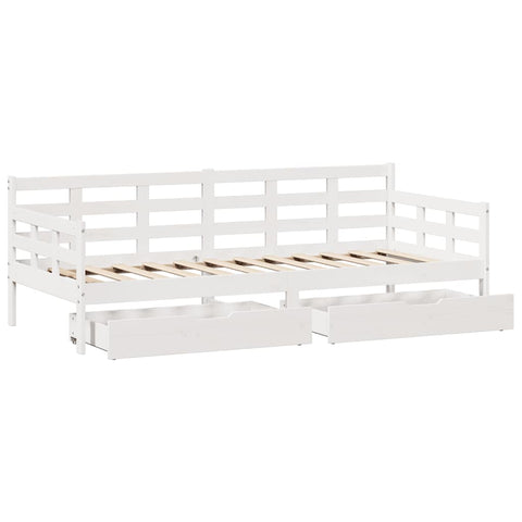 vidaXL Daybed with Drawers without Mattress White 90x200 cm Solid Wood