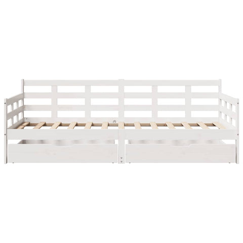 vidaXL Daybed with Drawers without Mattress White 90x190 cm Single Solid Wood