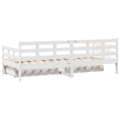 vidaXL Daybed with Drawers without Mattress White 90x190 cm Single Solid Wood