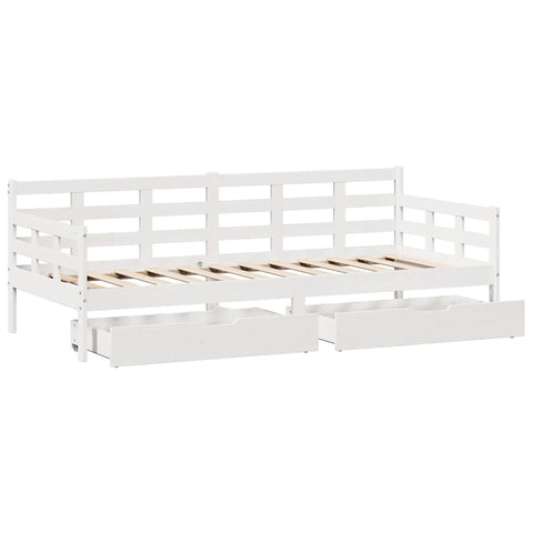 vidaXL Daybed with Drawers without Mattress White 90x190 cm Single Solid Wood