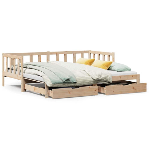 vidaXL Daybed with Trundle and Drawers without Mattress 90x200 cm
