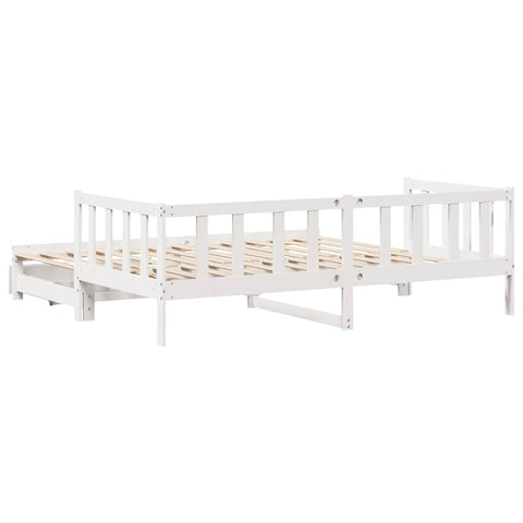 vidaXL Daybed with Trundle and Drawers without Mattress White 90x190 cm Single