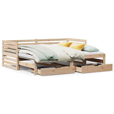 vidaXL Daybed with Drawers without Mattress 90x200 cm Solid Wood