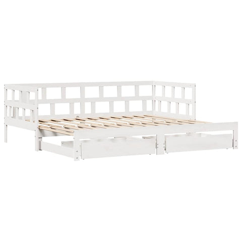 vidaXL Daybed with Trundle and Drawers without Mattress White 90x200 cm