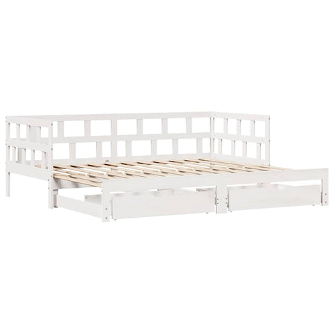 vidaXL Daybed with Trundle and Drawers without Mattress White 90x200 cm