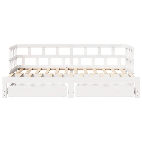 vidaXL Daybed with Trundle and Drawers without Mattress White 90x200 cm