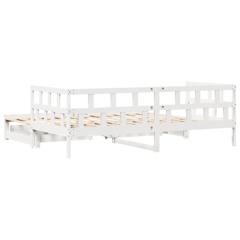 vidaXL Daybed with Trundle and Drawers without Mattress White 90x200 cm
