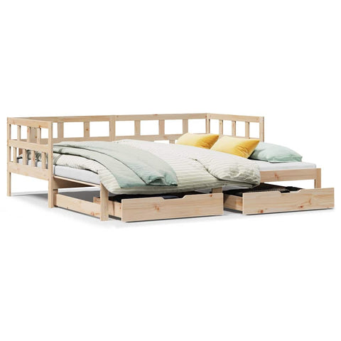 vidaXL Daybed with Trundle and Drawers without Mattress 80x200 cm