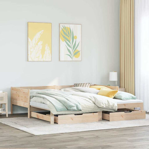 vidaXL Daybed with Trundle and Drawers without Mattress 80x200 cm