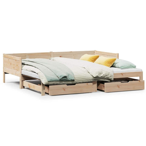 vidaXL Daybed with Trundle and Drawers without Mattress 90x190 cm Single