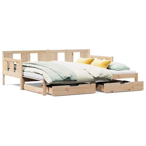 vidaXL Daybed with Trundle and Drawers without Mattress 80x200 cm