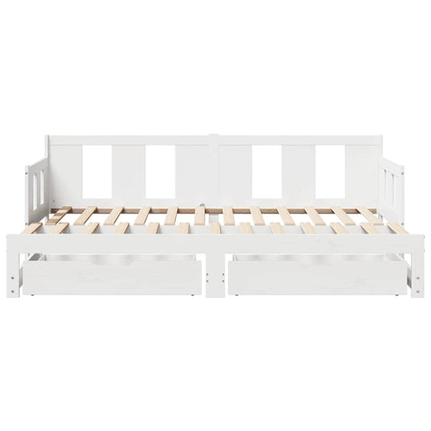 vidaXL Daybed with Trundle and Drawers without Mattress White 90x190 cm Single