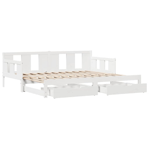 vidaXL Daybed with Trundle and Drawers without Mattress White 90x190 cm Single