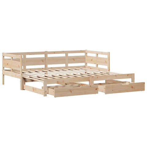 vidaXL Daybed with Trundle and Drawers without Mattress 90x200 cm