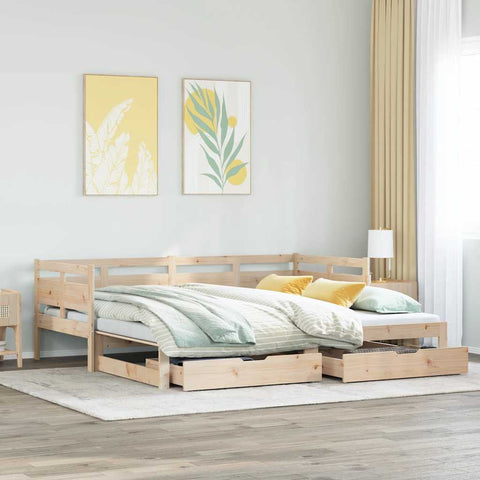 vidaXL Daybed with Trundle and Drawers without Mattress 90x190 cm Single
