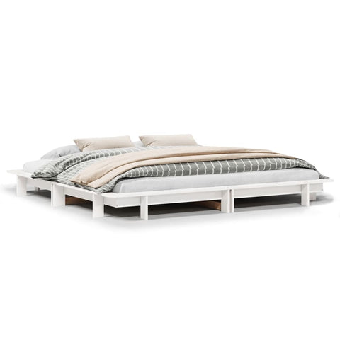 vidaXL Bed Frame without Mattress White 200x200 cm Solid Wood Pine