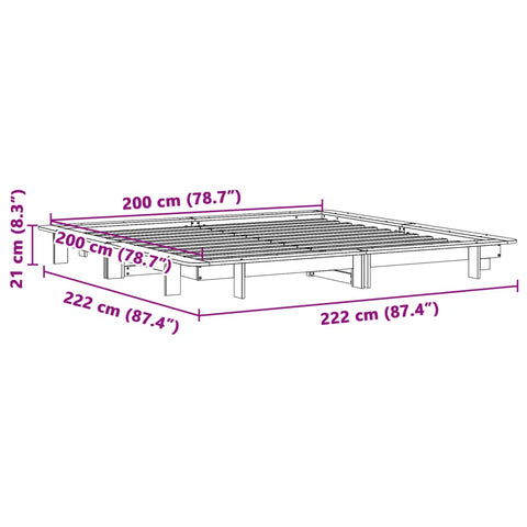 vidaXL Bed Frame without Mattress White 200x200 cm Solid Wood Pine