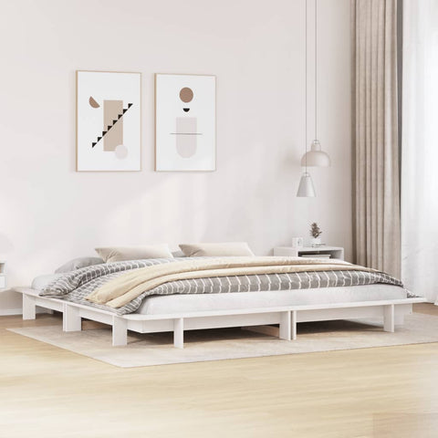 vidaXL Bed Frame without Mattress White 200x200 cm Solid Wood Pine