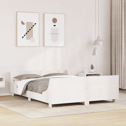vidaXL Bed Frame without Mattress White 140x200 cm Solid Wood Pine