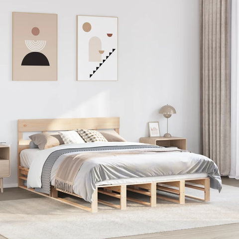 vidaXL Bed Frame without Mattress 150x200 cm King Size Solid Wood Pine