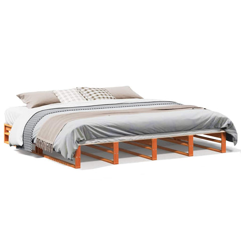 vidaXL Bed Frame without Mattress Wax Brown 180x200 cm Super King Solid Wood Pine