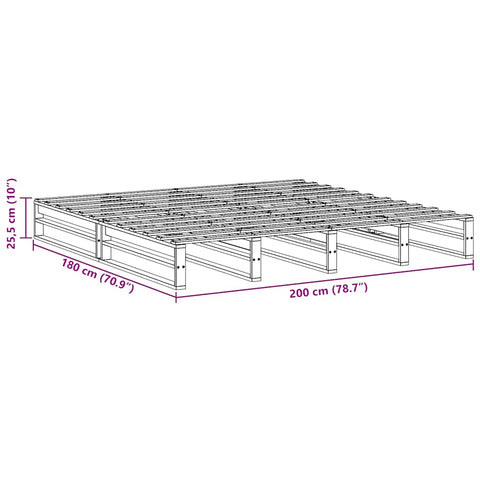 vidaXL Bed Frame without Mattress Wax Brown 180x200 cm Super King Solid Wood Pine
