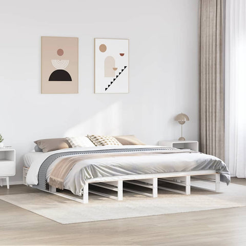 vidaXL Bed Frame without Mattress White 200x200 cm Solid Wood Pine
