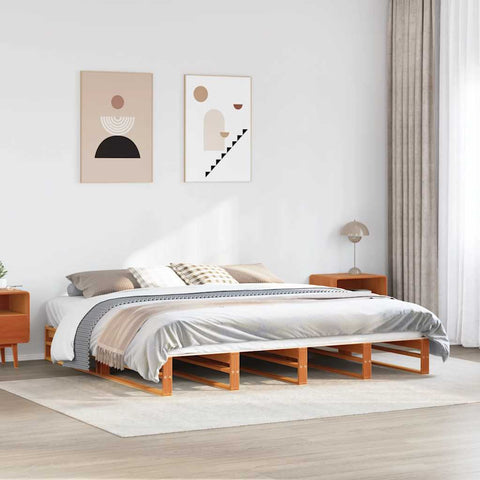 vidaXL Bed Frame without Mattress Wax Brown 200x200 cm Solid Wood Pine