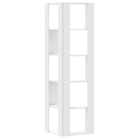 vidaXL Corner Bookcase 5-Tier White 50x50x179 cm Engineered Wood