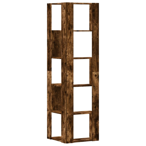 vidaXL Corner Bookcase 5-Tier Smoked Oak 50x50x179 cm Engineered Wood