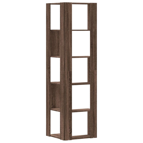 vidaXL Corner Bookcase 5-Tier Brown Oak 50x50x179 cm Engineered Wood